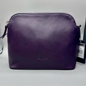 Club Rochelier: Leather Double Zipper Crossbody Bag - Plum